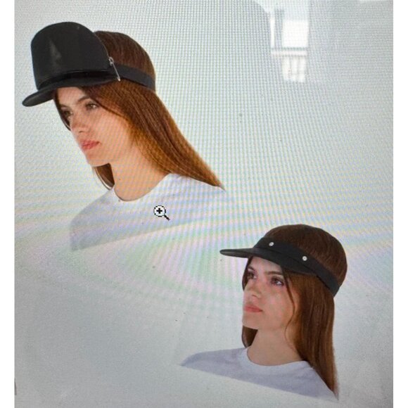 BURBERRY DETANCHABLE ZIP POCKET VISOR/ HAT WITH FRONT LOGO, PALLADIUM HARDWARE - Picture 4 of 8